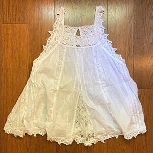 Anthropologie White Lace Trim Tank Top